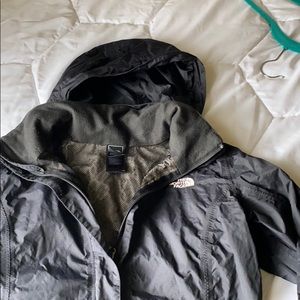 Women's Black North Face hooded Rain Jacket Coat